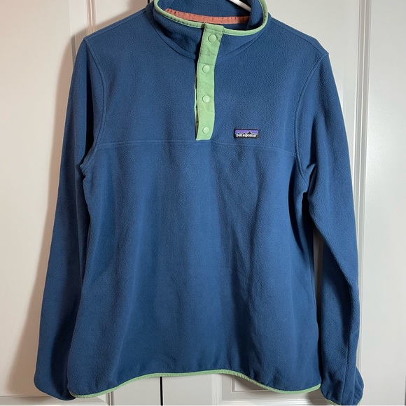 Patagonia  Pullover Snap T Fleece Lightweight Blue Green Trim Gently Worn Size L - Picture 7 of 7
